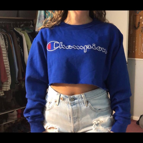 Blue cropped champion crew neck - Picture 3 of 4